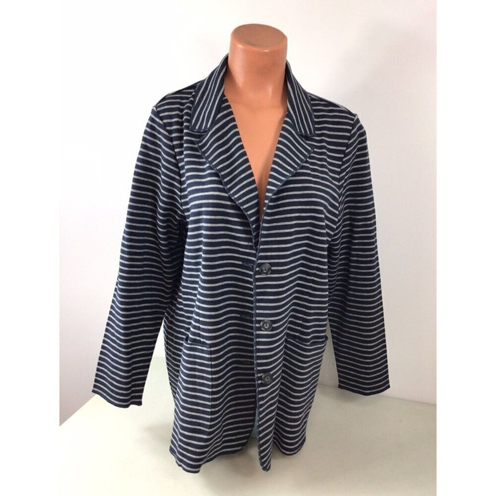 J Jill Stripe Jacket Blazer Coat Womens XL